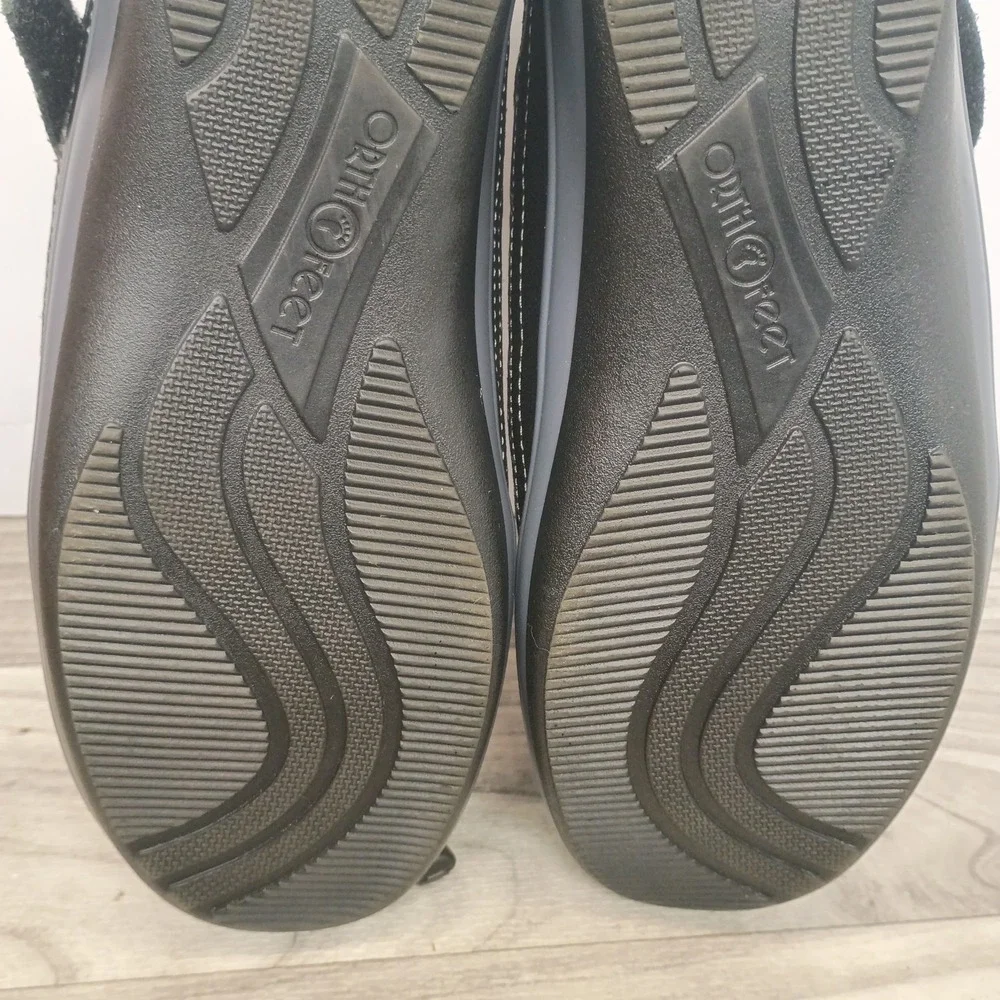 Orthofeet Breeze 835 Shoes Women's 8 EE 2E Wide Black Leather Walking Sneakers